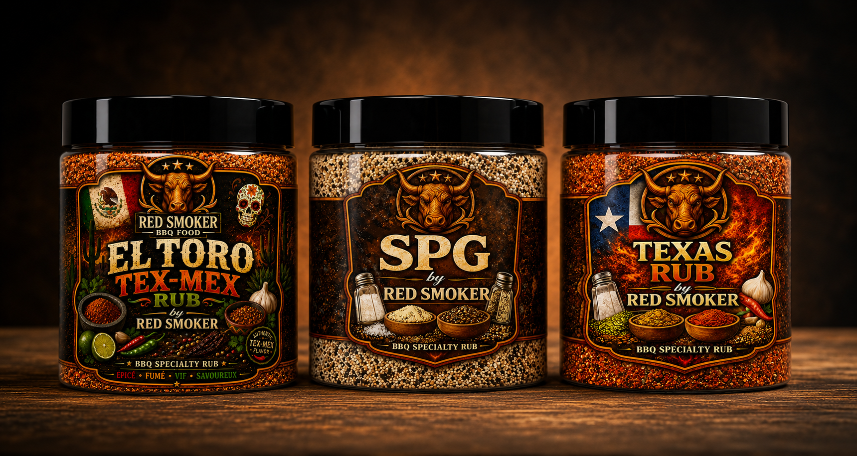 Red Smoker - Pack 3 Rub BBQ 🔥 Économise 15% (1x180gr + 1x170gr + 1x200gr)